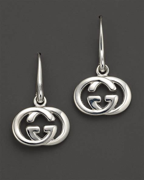 gucci trademark silver earrings|gucci britt silver drop earrings.